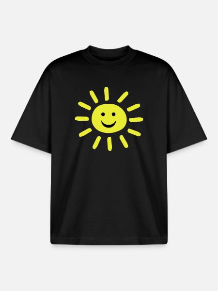 Smiley Summer Sun - Boxy Heavyweight Unisex Organic T-Shirt by Stanley/Stella - black