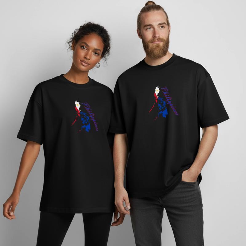 Philippines Flag Map Script Boxy Heavyweight Unisex Organic T-Shirt by Stanley/Stella