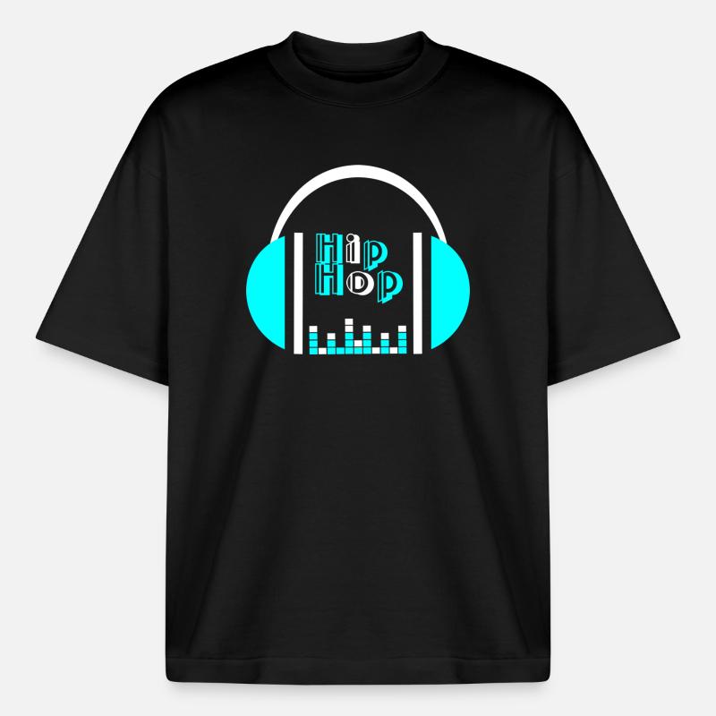 Neonkopfhörer mit Equalizer-Design - Boxy Heavyweight Unisex Organic T-Shirt von Stanley/Stella - Schwarz