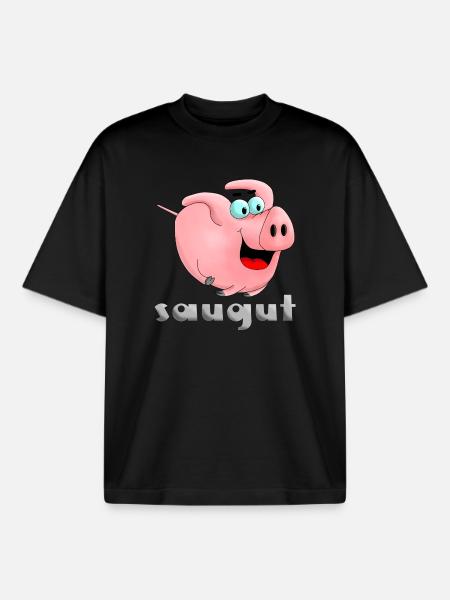 Suction - sow - piglets - Boxy Heavyweight Unisex Organic T-Shirt by Stanley/Stella - black