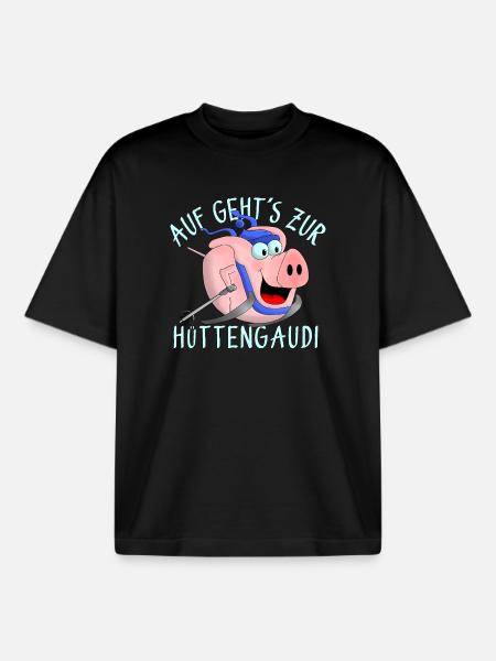 Hüttengaudi - Pistensau - Boxy Heavyweight Unisex Organic T-Shirt by Stanley/Stella - black