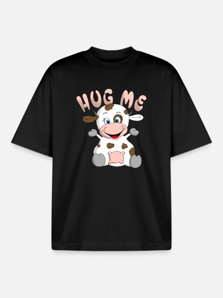 Hug me Kuh - Boxy Heavyweight Unisex Organic T-Shirt von Stanley/Stella - Schwarz
