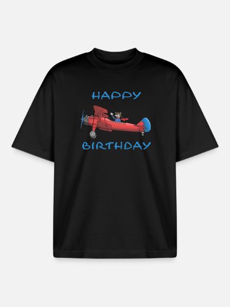 happy Birthday - Boxy Heavyweight Unisex Organic T-Shirt by Stanley/Stella - black