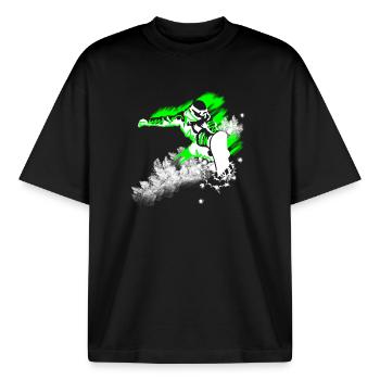 Snowboarder - Boxy Heavyweight Unisex Organic T-Shirt von Stanley/Stella - Schwarz - Vorne - AI Model Male 185 light (185cm) & AI Model Female 172 dark (172cm)