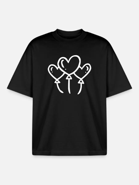 Balloon balloons three - Boxy Heavyweight Unisex Organic T-Shirt by Stanley/Stella - black