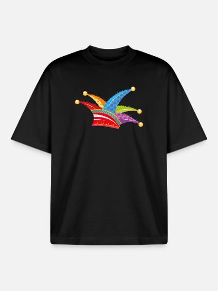 knallbunte Narrenkappe - Boxy Heavyweight Unisex Organic T-Shirt von Stanley/Stella - Schwarz