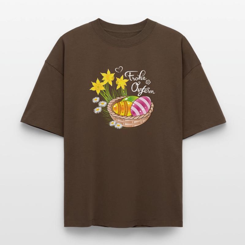 Happy Easter Easter basket Easter eggs Easter flowers eggs Heavyweight Boxy Unisex T-Shirt by Stanley/Stella