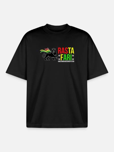 Rasta Fari Underground Sound System - Boxy Heavyweight Unisex Organic T-Shirt by Stanley/Stella - black