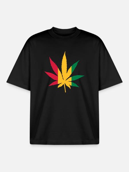 Cannabis Rasta - Boxy Heavyweight Unisex Organic T-Shirt by Stanley/Stella - black