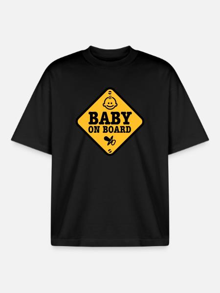 baby on board - Boxy Heavyweight Unisex Organic T-Shirt by Stanley/Stella - black