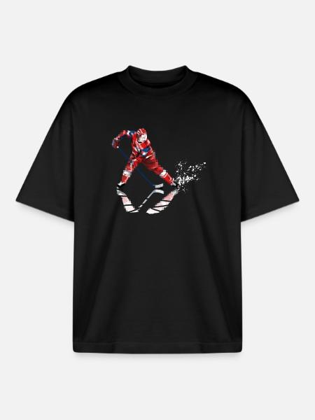 hockey - Boxy Heavyweight Unisex Organic T-Shirt by Stanley/Stella - black