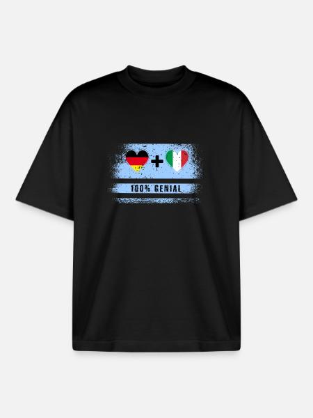Germany and Italy 100% Ingenious / Gift - Boxy Heavyweight Unisex Organic T-Shirt by Stanley/Stella - black
