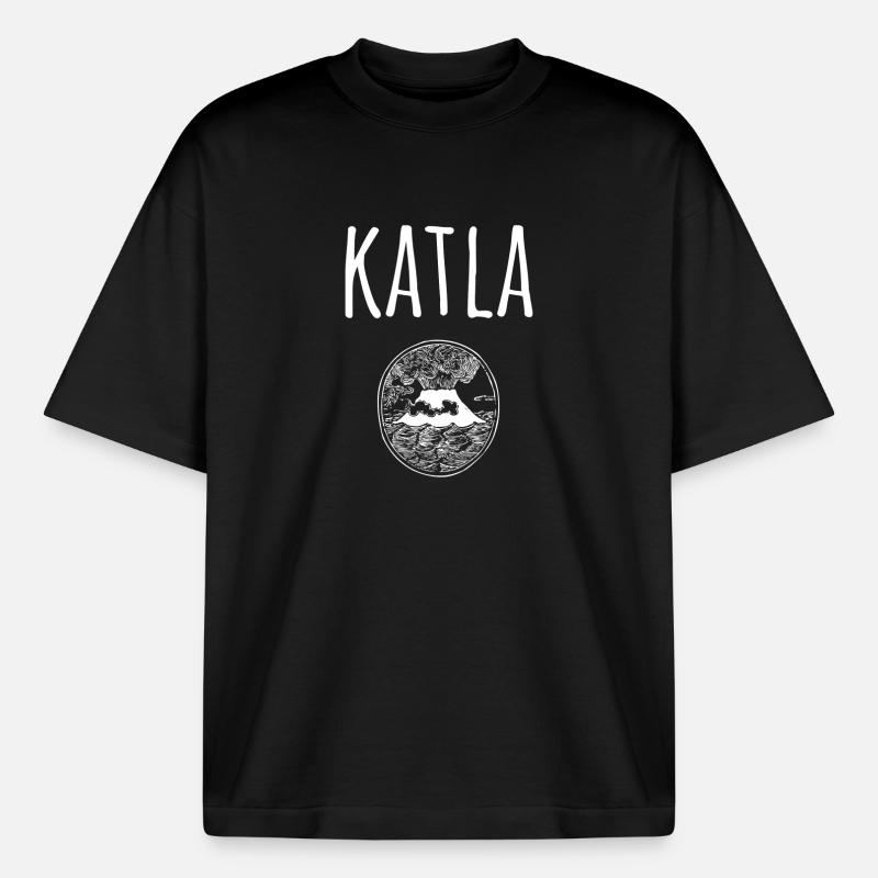 Katla Souvenir Volcano - Boxy Heavyweight Unisex Organic T-Shirt by Stanley/Stella - black