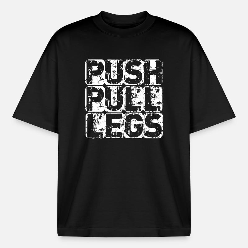 PUSH PULL LEGS - T-shirt unisexe épais coupe boxy Stanley/Stella - noir