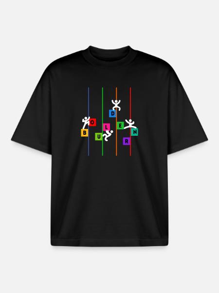 Bouldering Boulderer Climbing Mountaineering Funny - Boxy Heavyweight Unisex Organic T-Shirt by Stanley/Stella - black