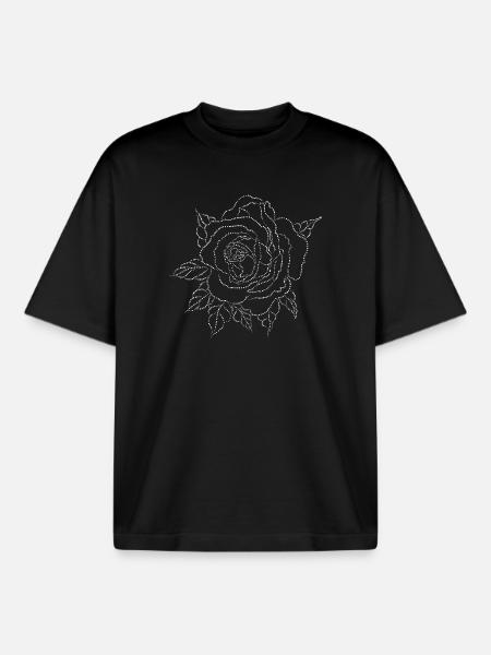 Rose love romance - Boxy Heavyweight Unisex Organic T-Shirt by Stanley/Stella - black
