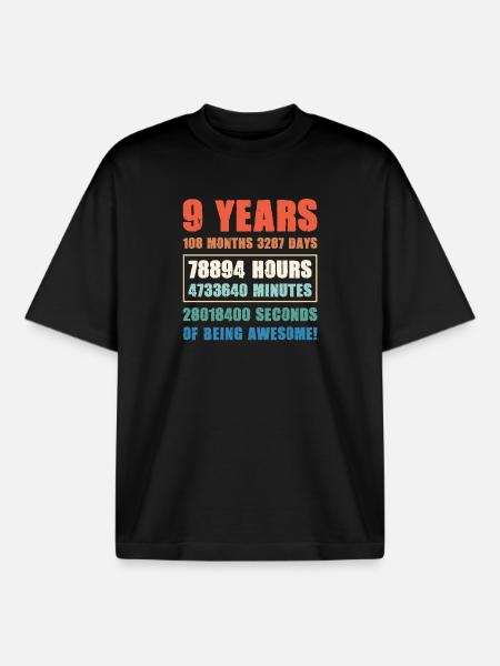9. års fødselsdag fødselsdagsfest fødselsfest - Stanley/Stella unisex boxy heavyweight T-shirt økologisk - sort