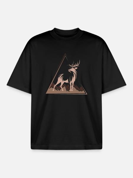 Deer Deer Cadeau de Noël - T-shirt unisexe boxy épais biologique Stanley/Stella - noir