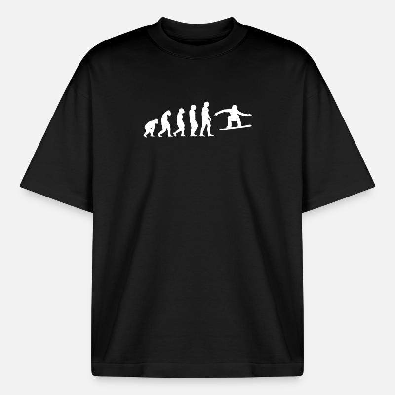 Snowboard Evolution Geschenk - Boxy Heavyweight Unisex Organic T-Shirt von Stanley/Stella - Schwarz