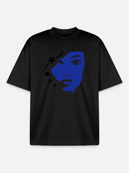 Mädchengesicht Gesicht Frauengesicht - Boxy Heavyweight Unisex Organic T-Shirt von Stanley/Stella - Schwarz