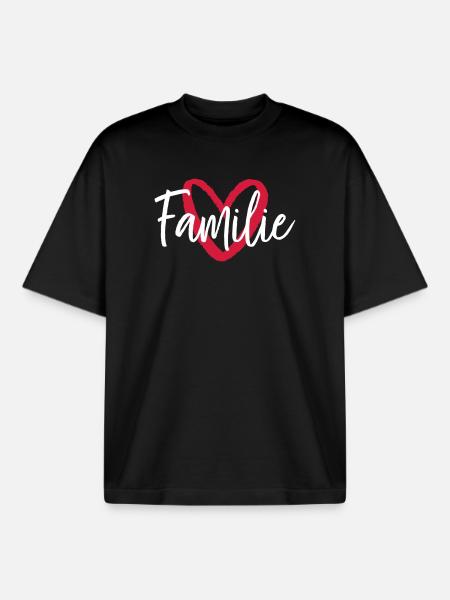 Family Heart I Partner Look Parents Kids - Boxy Heavyweight Unisex Organic T-Shirt by Stanley/Stella - black