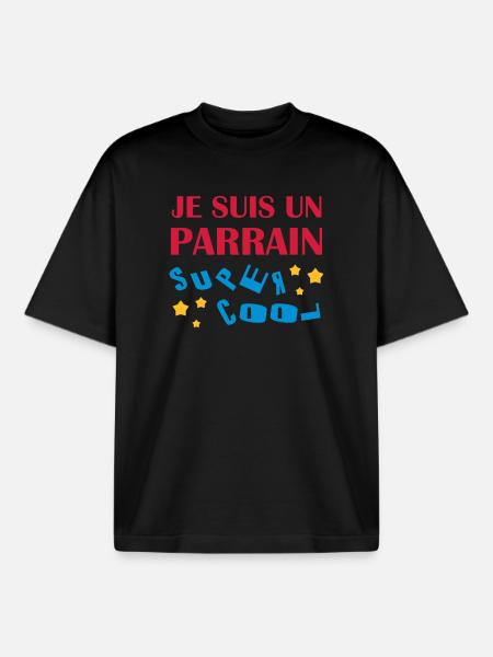 Oncle / Parrain / Tonton / Naissance / Bébé - T-shirt unisexe boxy épais biologique Stanley/Stella - noir