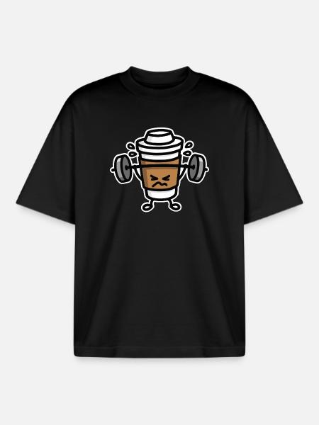 Strong coffee - lift workout - Boxy Heavyweight Unisex Organic T-Shirt by Stanley/Stella - black