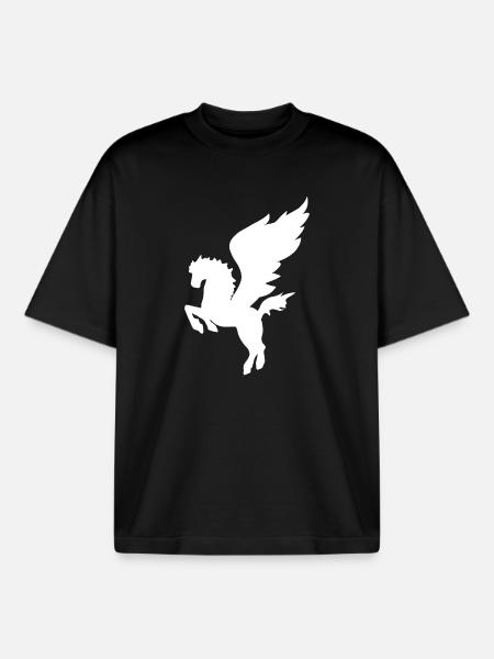 Pegasus Winged Horse Greek Mythology - Boxy Heavyweight Unisex Organic T-Shirt by Stanley/Stella - black