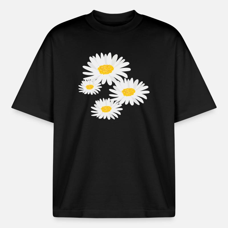 Blume Gänseblümchen - Boxy Heavyweight Unisex Organic T-Shirt von Stanley/Stella - Schwarz