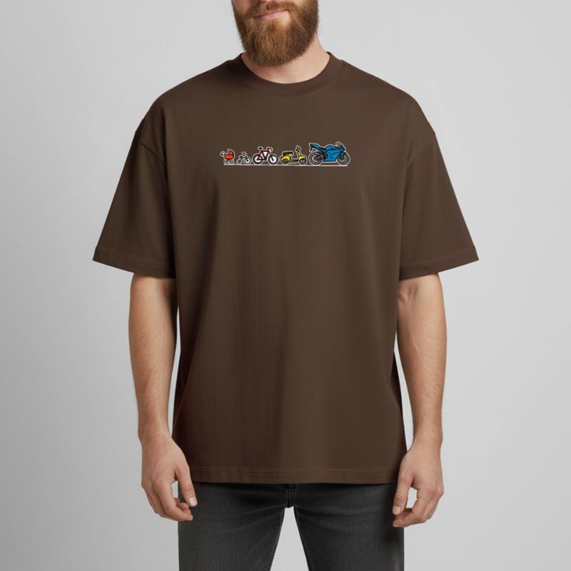 Biker evolution motorcycle development progress Boxy Heavyweight Unisex Organic T-Shirt by Stanley/Stella