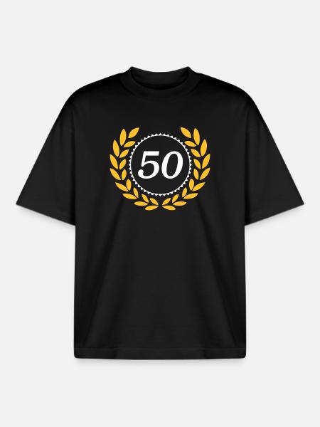 50th Birthday,Anniversary,50 Years,Laurel Wreath (25) - Boxy Heavyweight Unisex Organic T-Shirt by Stanley/Stella - black