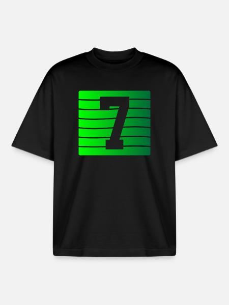 Green Stripe-7 Contrast Design - Boxy Heavyweight Unisex Organic T-Shirt by Stanley/Stella - black