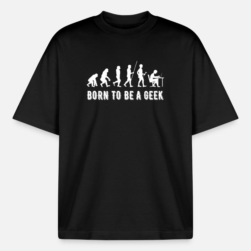 Né Geek: Évolution Tech - Heavyweight Boxy Unisex T-Shirt by Stanley/Stella - black
