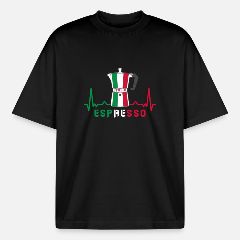 Herzfrequenz Espresso Design / Geschenkidee - Boxy Heavyweight Unisex Organic T-Shirt von Stanley/Stella - Schwarz