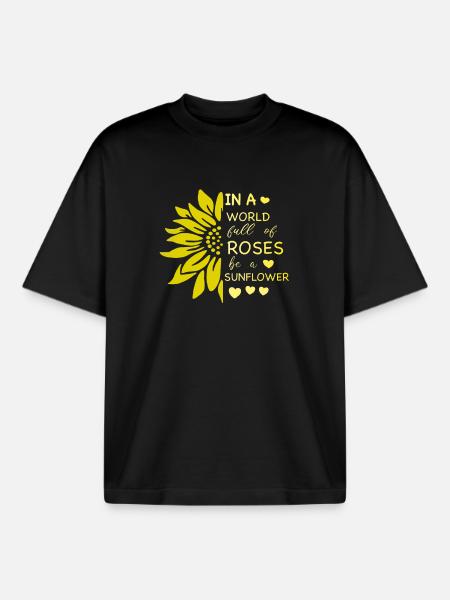 Sunflower Independent Glow - Boxy Heavyweight Unisex Organic T-Shirt by Stanley/Stella - black