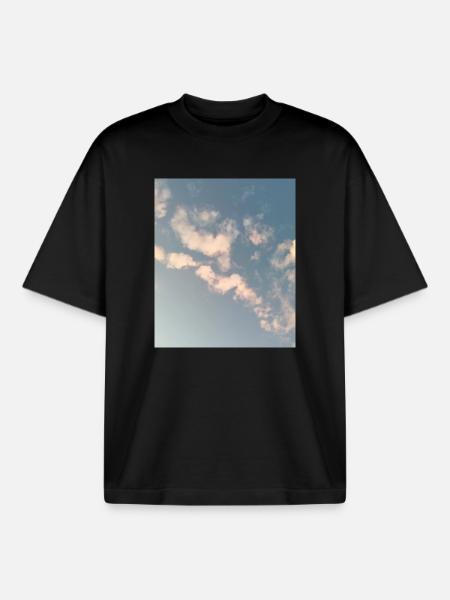 Pastel Clouds Sky Zen Design - Boxy Heavyweight Unisex Organic T-Shirt by Stanley/Stella - black