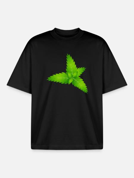 juicy green fresh mint leaves - Boxy Heavyweight Unisex Organic T-Shirt by Stanley/Stella - black