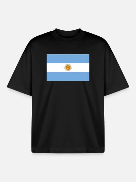 sticker flag of Argentina Aufkleber Argentinien - Boxy Heavyweight Unisex Organic T-Shirt by Stanley/Stella - black