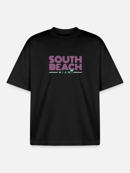 South Beach Miami Retro - Boxy Heavyweight Unisex Organic T-Shirt von Stanley/Stella - Schwarz