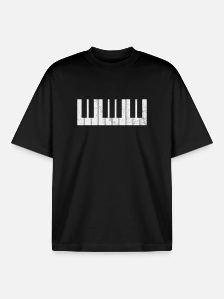 Piano pianist keyboard - Boxy Heavyweight Unisex Organic T-Shirt by Stanley/Stella - black
