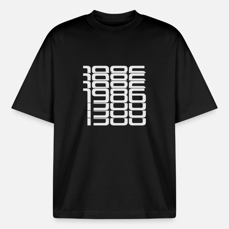 1986 Stack Digits Pattern - Heavyweight Boxy Unisex T-Shirt by Stanley/Stella - black