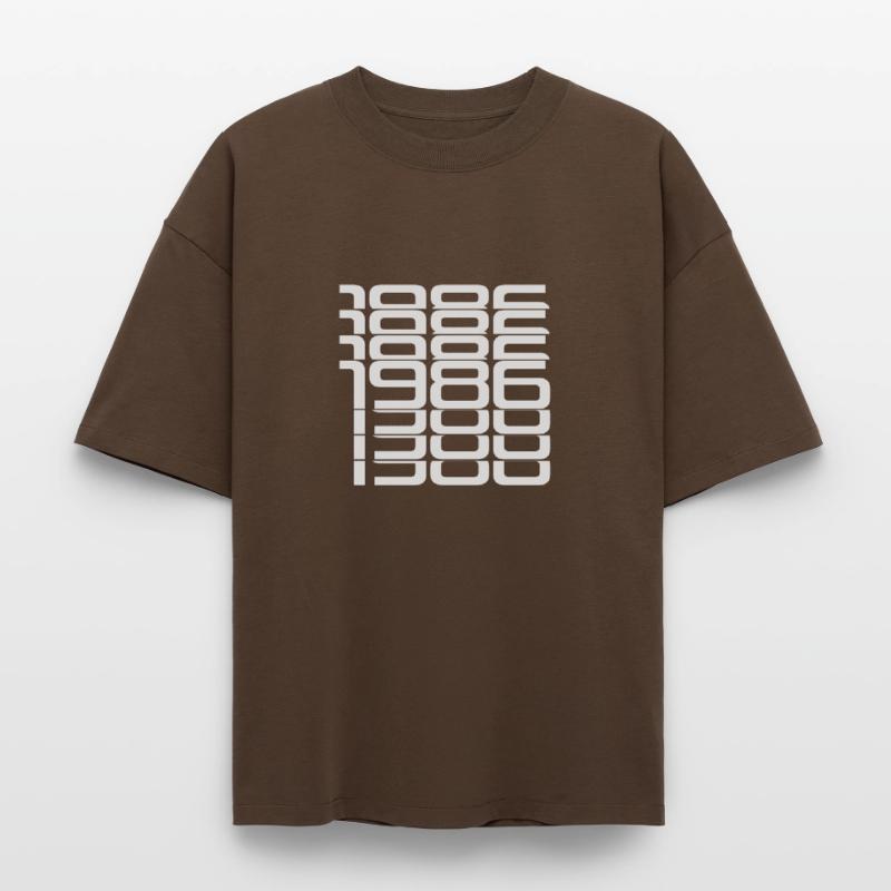 1986 Stack Digits Pattern Heavyweight Boxy Unisex T-Shirt by Stanley/Stella