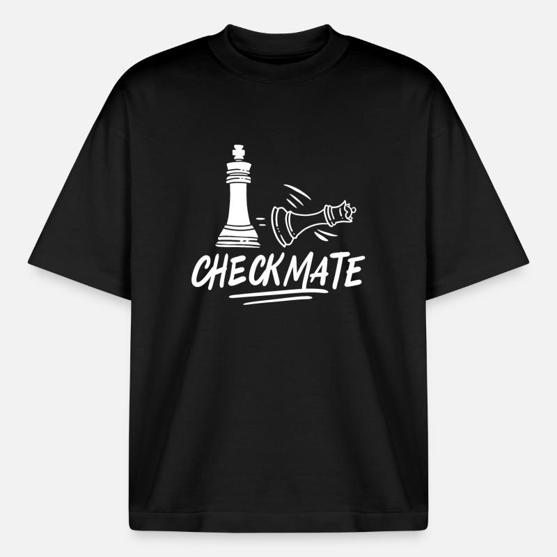 Chess checkmate chess player - Boxy Heavyweight Unisex Organic T-Shirt by Stanley/Stella - black