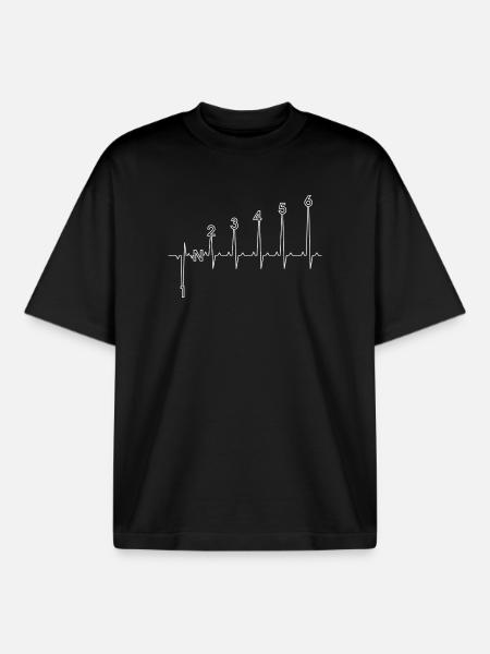 Six Peak ECG Pulse Art - Boxy Heavyweight Unisex Organic T-Shirt by Stanley/Stella - black