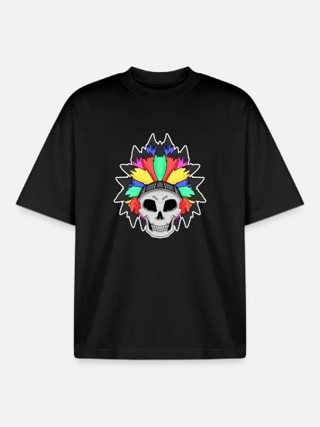 Rainbow skull LGBT - Boxy Heavyweight Unisex Organic T-Shirt by Stanley/Stella - black
