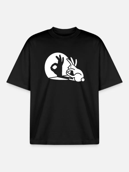 Mano de la sombra del conejo OK signo gesto Bien pico bello - Camiseta unisex boxy orgánica de Stanley/Stella - negro