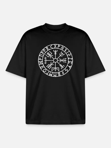 Viking Compass Vegvisir Viking Celts Germanic - Boxy Heavyweight Unisex Organic T-Shirt by Stanley/Stella - black