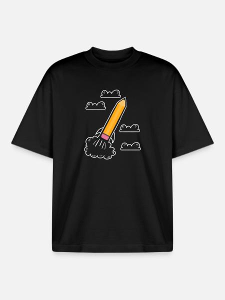 Premier jour d’école Début d’école - T-shirt unisexe boxy épais biologique Stanley/Stella - noir