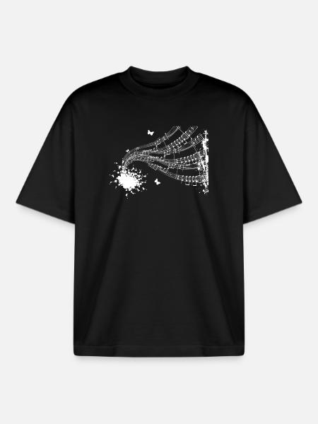 Floating Score Symphony - Boxy Heavyweight Unisex Organic T-Shirt by Stanley/Stella - black