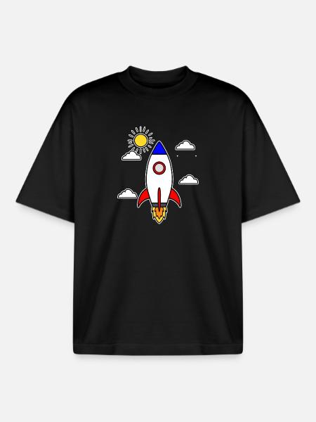 Schulstart Rakete Raumschiff Schulbeginn Schule - Boxy Heavyweight Unisex Organic T-Shirt von Stanley/Stella - Schwarz